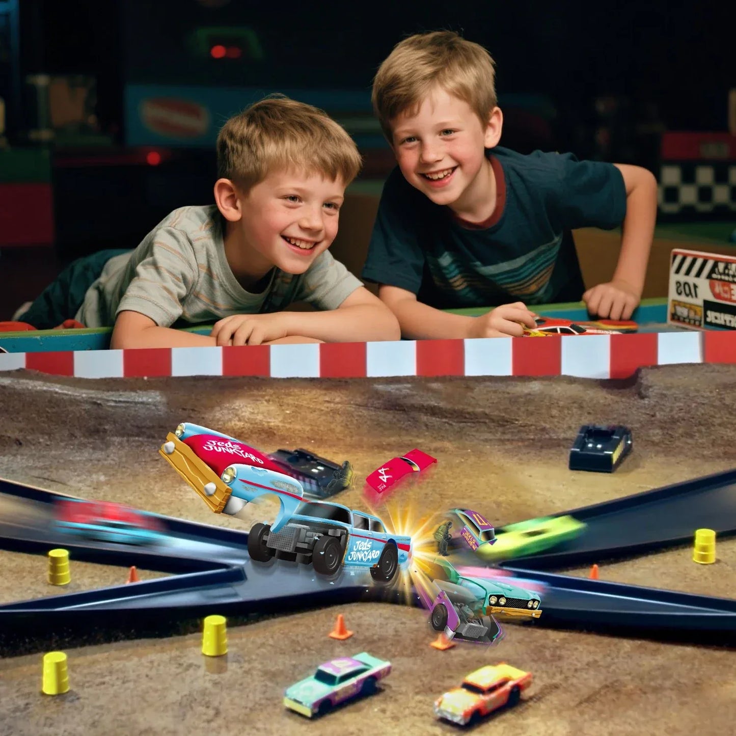 Crash Racers Slot Track Racing Car Set With Rechargeable Cars