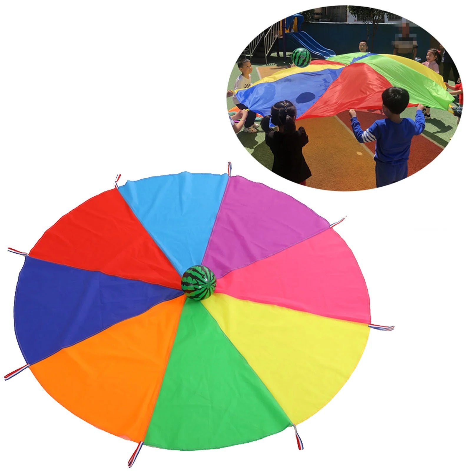 2M Diameter Kids Outdoor Teamwork Game Prop Rainbow Parachute Toys - ToylandEU