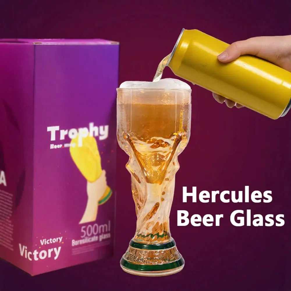 Football Soccer Trophy Shaped Beer Glass Cup Thickened Durable Sports Themed Mug for Bar Pub Party Fan Gift Home Drinkware - ToylandEU
