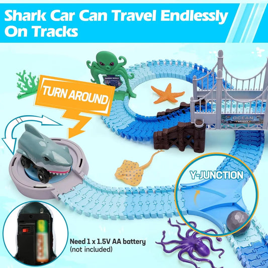 Bendable Shark Race Car Toy Set for STEM Education