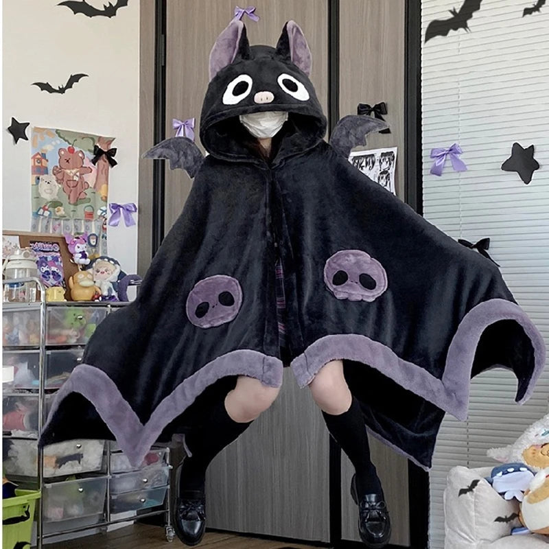 Kawaii Anime Bat Kuromi Y2k Plush Pajamas  Cloak Sleepwear - ToylandEU