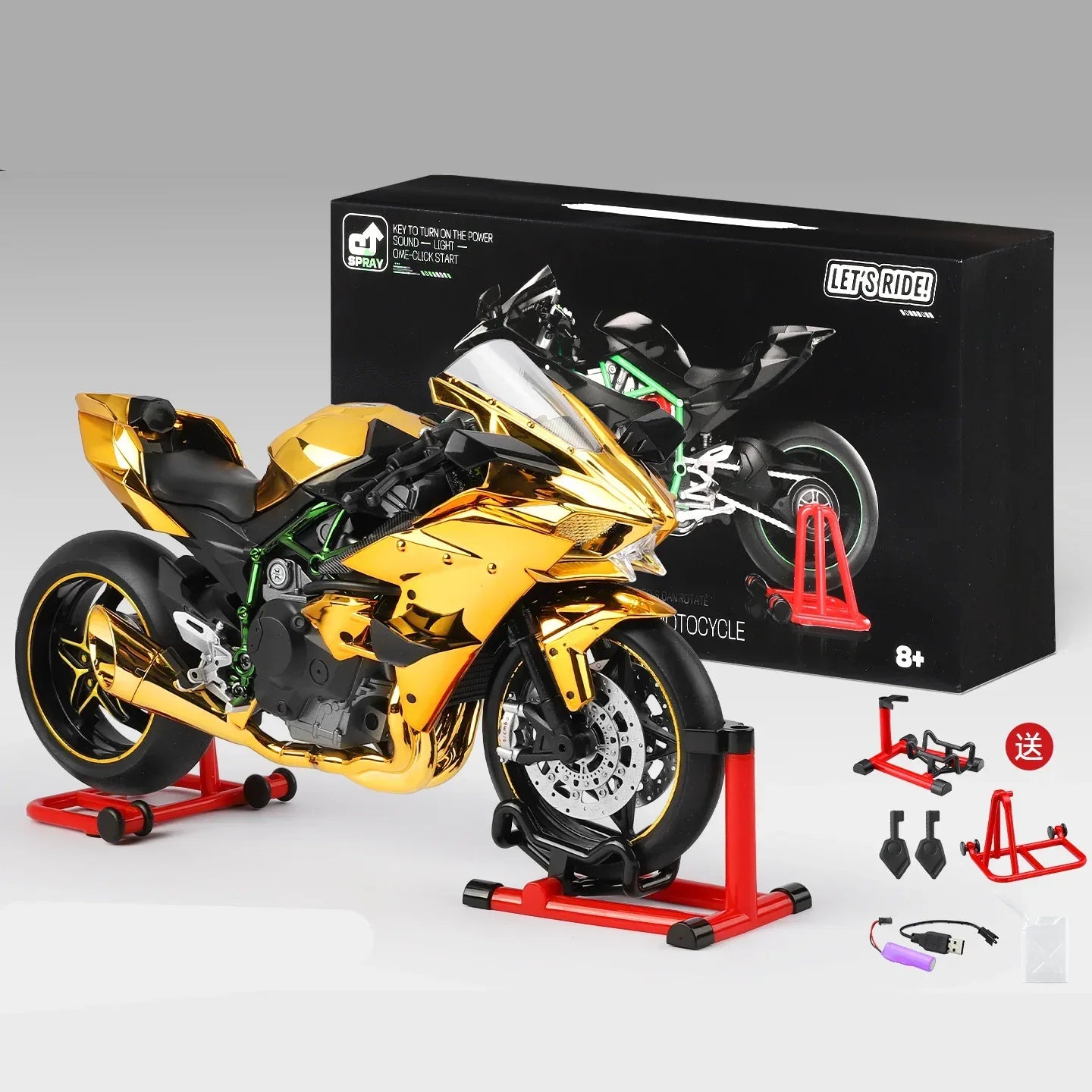 1:9 Diecast Racing Motorcycle Model With Sound And Light - ToylandEU
