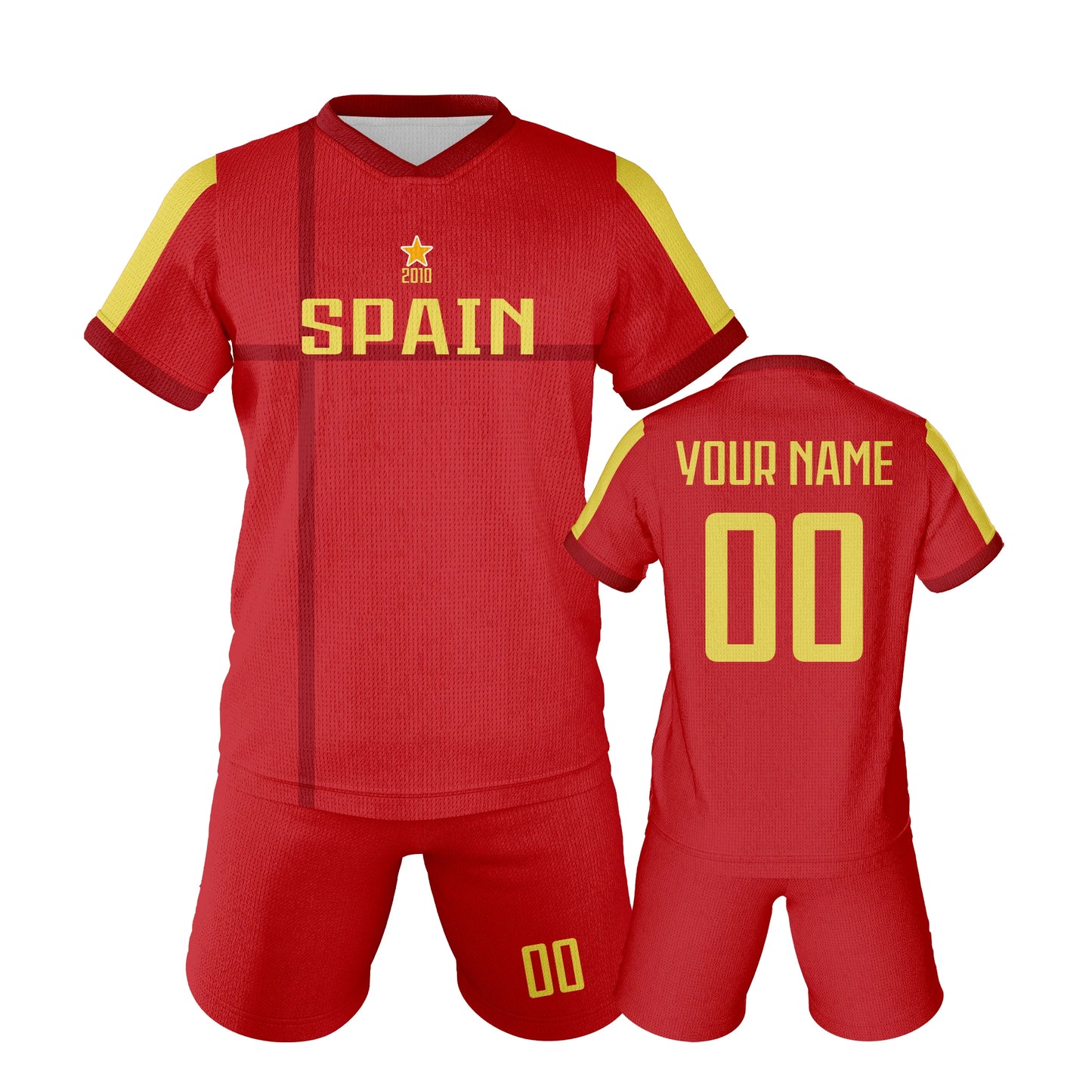 Personalized Spain Soccer Jersey Sets for Kids - Custom Football Kits with Name and Number for Boys & Girls