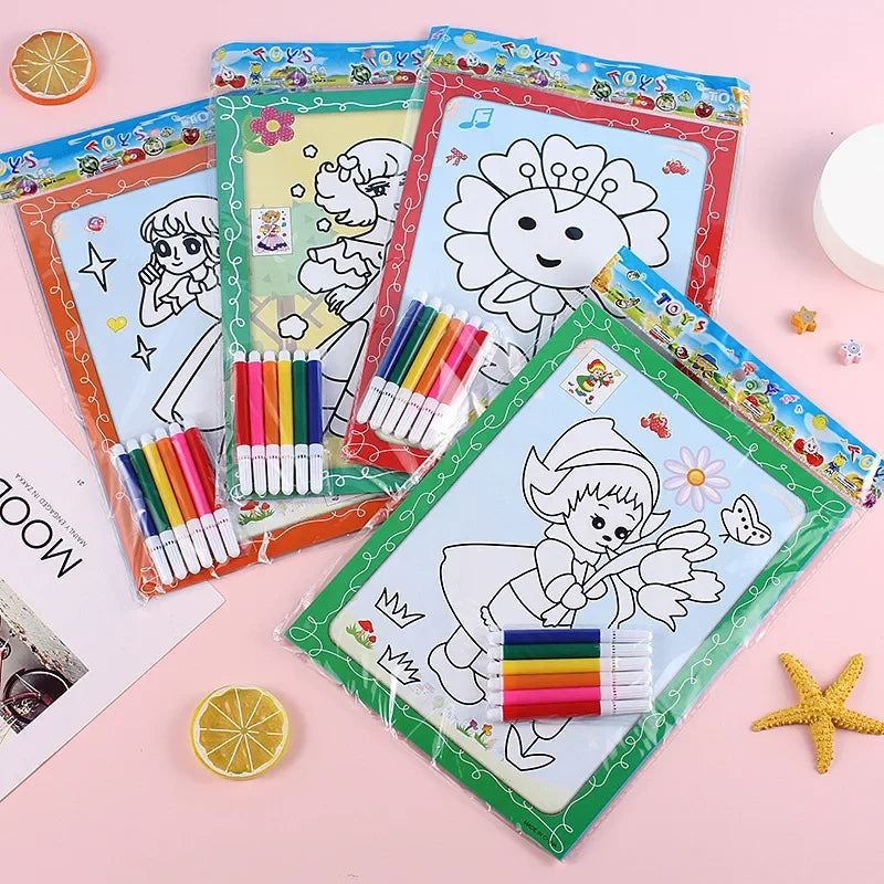 DIY Double-sided Coloring Cards Painting Toys for Children Drawing