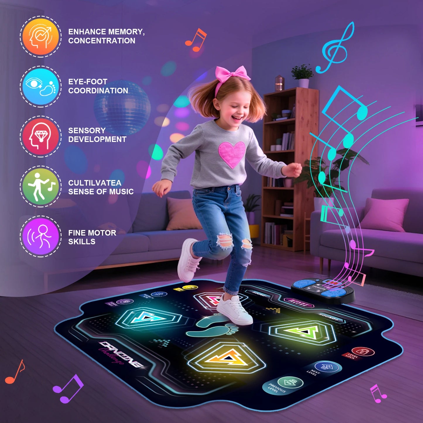 Electronic Dance Mat For Kids With 9 Levels And Music