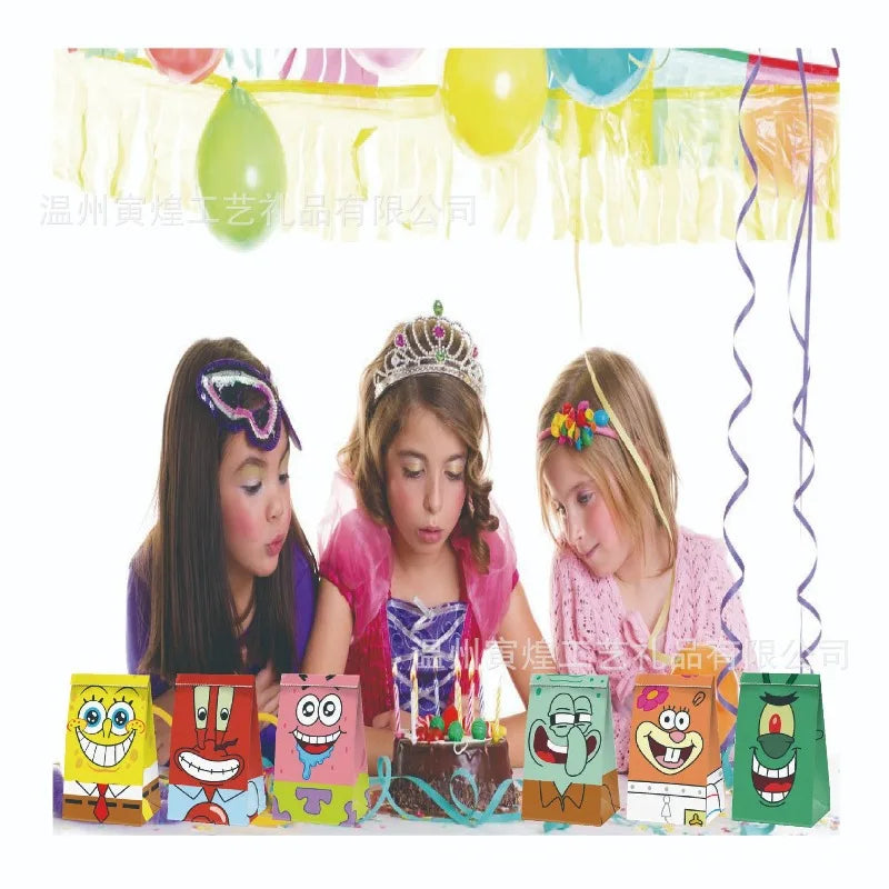 Spongebob Party Bags | Paper Treat Design | Carry Handle | Kids Birthday