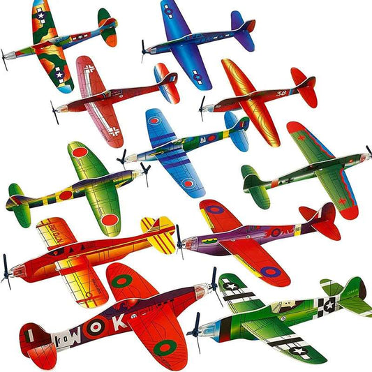 12Pcs Diy Hand Throw Aircraft Flying Glider Plane Toys Avion - ToylandEU