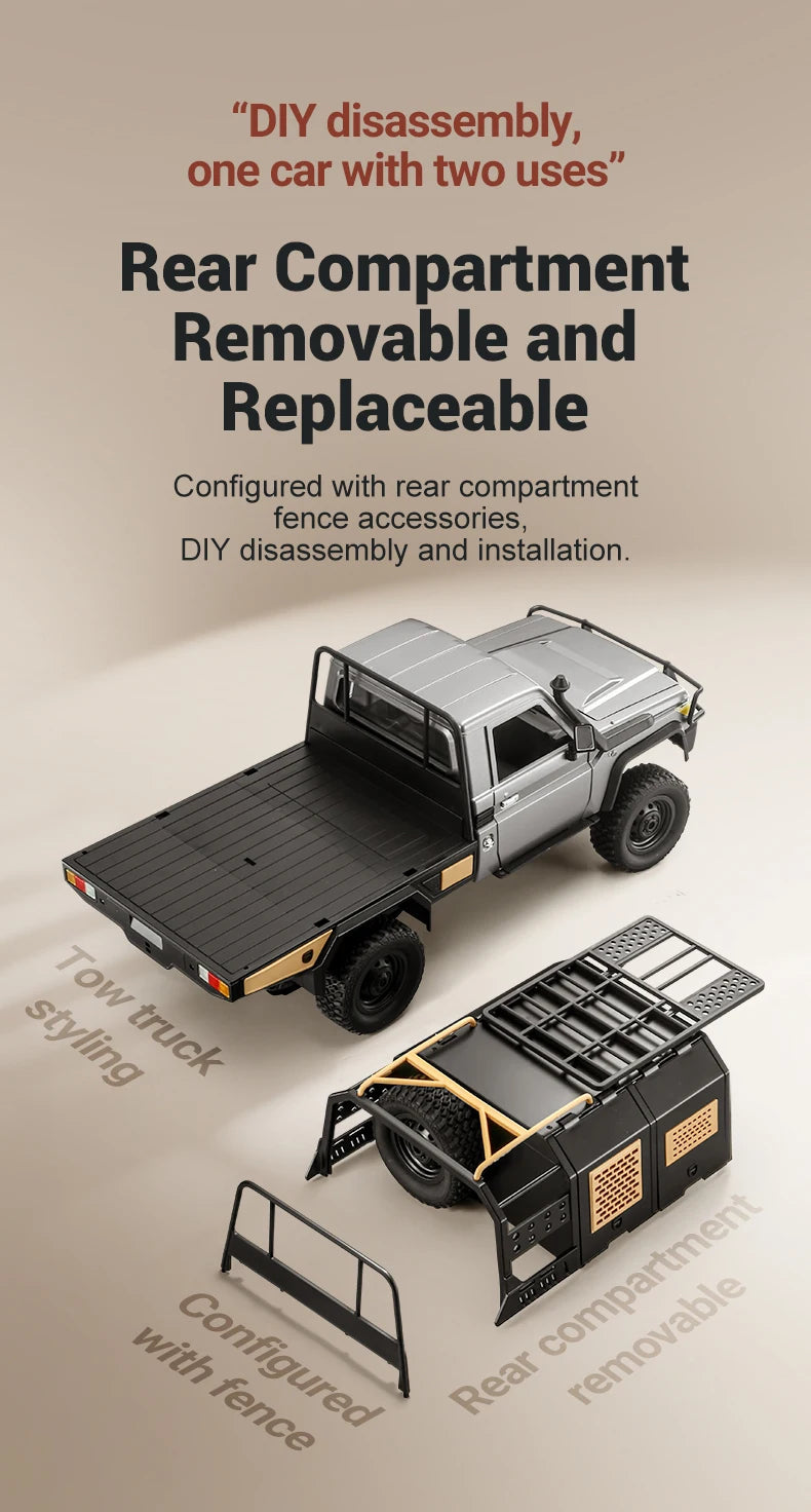 RC JJRC MN82 1:12 Scale 4x4 Remote Control Pickup Truck with LED Lights - Simulation Model for Kids & Hobbyists