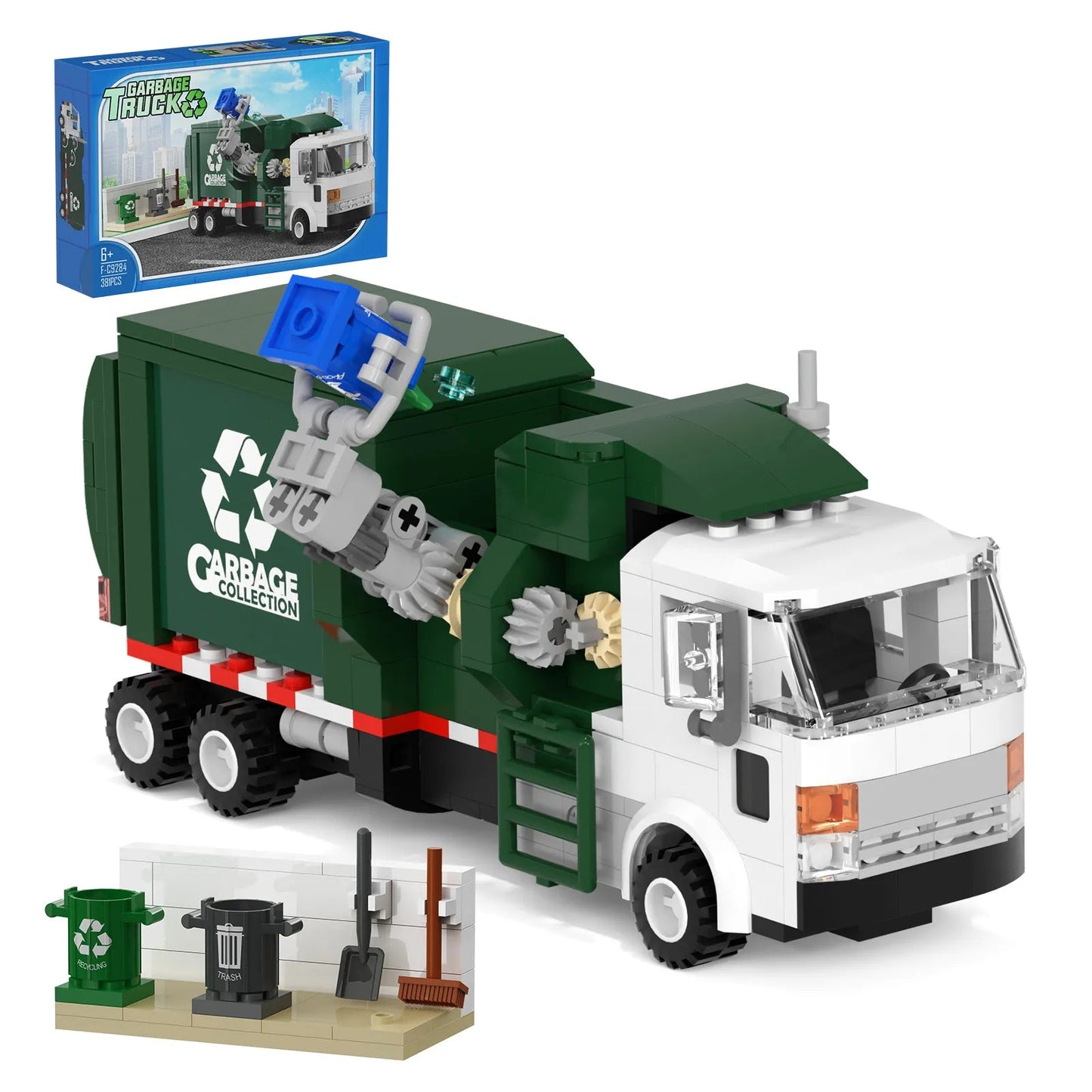 The City Cleaning Vehicle Rubbish Truck Building Toys with Color Box Toyland EU