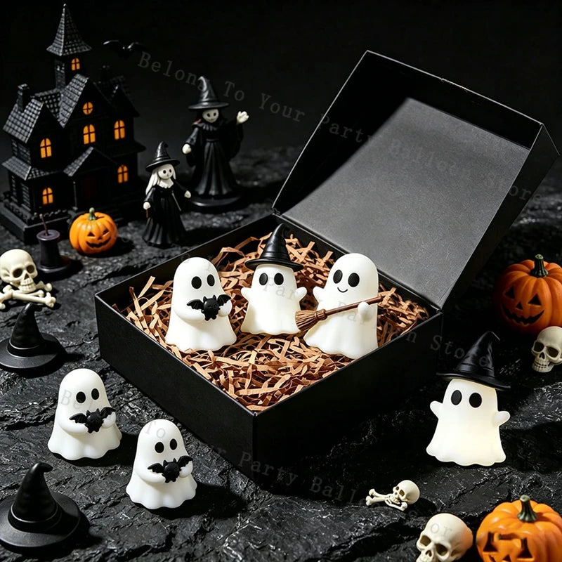 Luminous Ghost Figurines | Textured Silicone | Mini Table Set | Halloween Decor