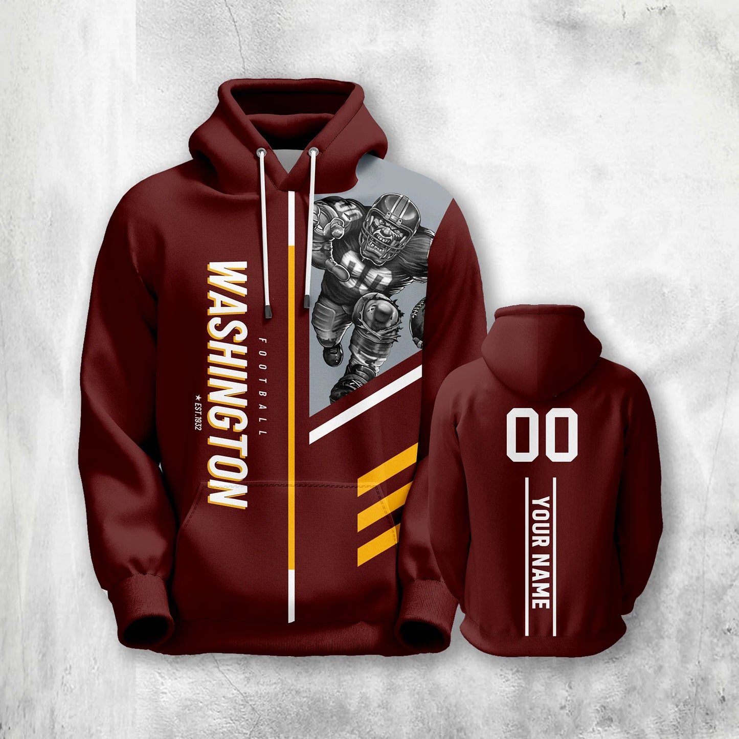 Personalized Washington Football Hoodie - Custom Name & Number Sweatshirt for Men, Women, and Youth Fans