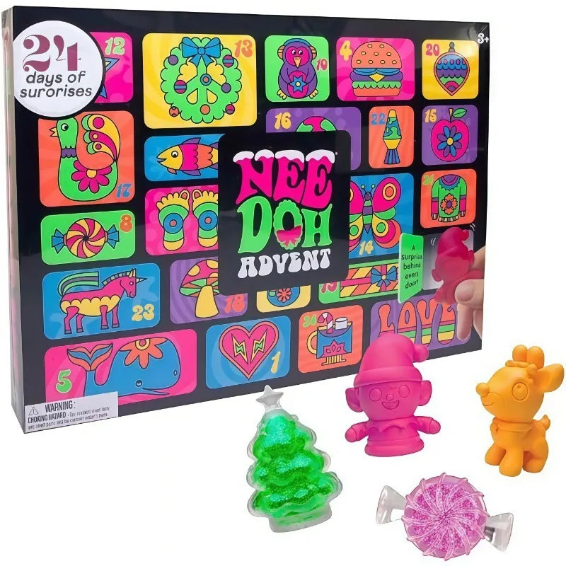 Advent Calendar | 24 Day Treasure Hunt Squishy Blind Box | Surprise Fidget Toys | Holiday Party Gift For Kids