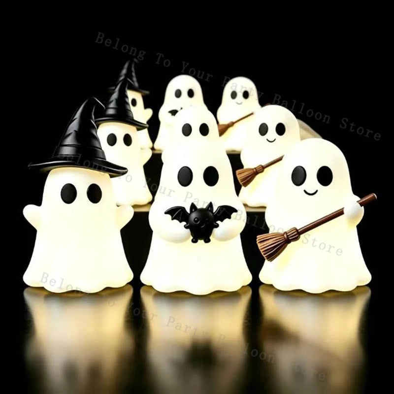 Luminous Ghost Figurines | Textured Silicone | Mini Table Set | Halloween Decor