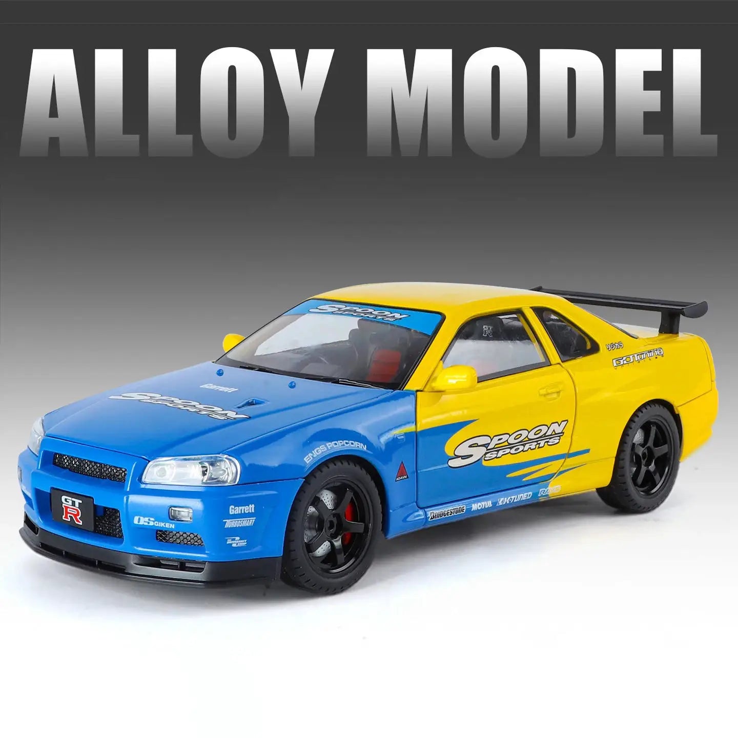 1/18 Skyline GTR R34 Modified Car Alloy Car Model Sound and Light Pull Back Children's Toy Collectibles Birthday gift - ToylandEU
