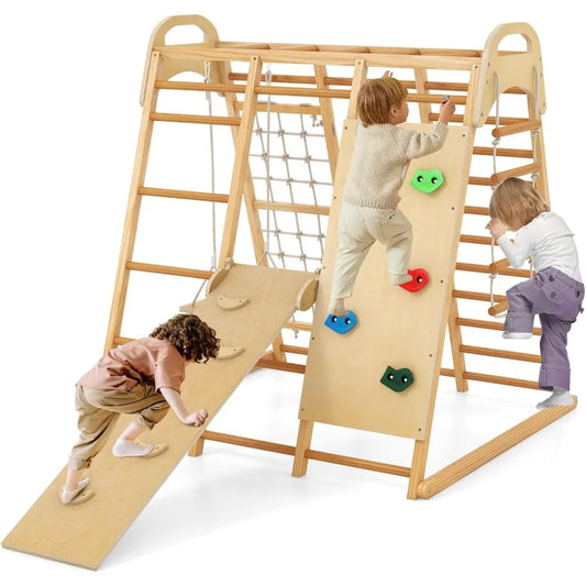 Wooden Montessori Indoor Jungle Gym 8 In 1 Climber