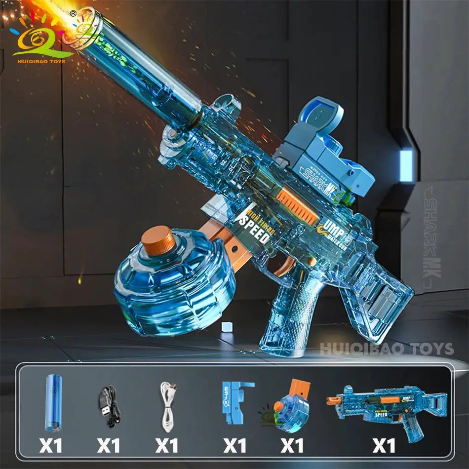 HUIQIBAO Automatic Electric UMP45 Submachine Water Gun Fights Summer Toy Water Outdoor Beach Swimming Pool Toys Adult Kids Gift - ToylandEU