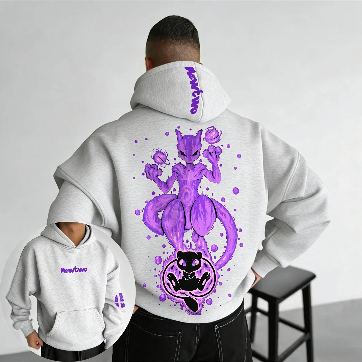 Hoodie | Pokémon Mewtwo Graphic | Cotton Blend | Unisex Harajuku Style