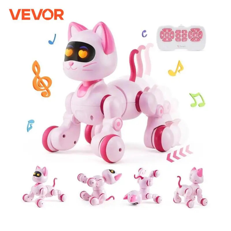 RC VEVOR Programmable Remote Control Cat Robot with Voice Commands and Touch-Sense Music - Fun Stunt Toy for Kids 3-6 Years