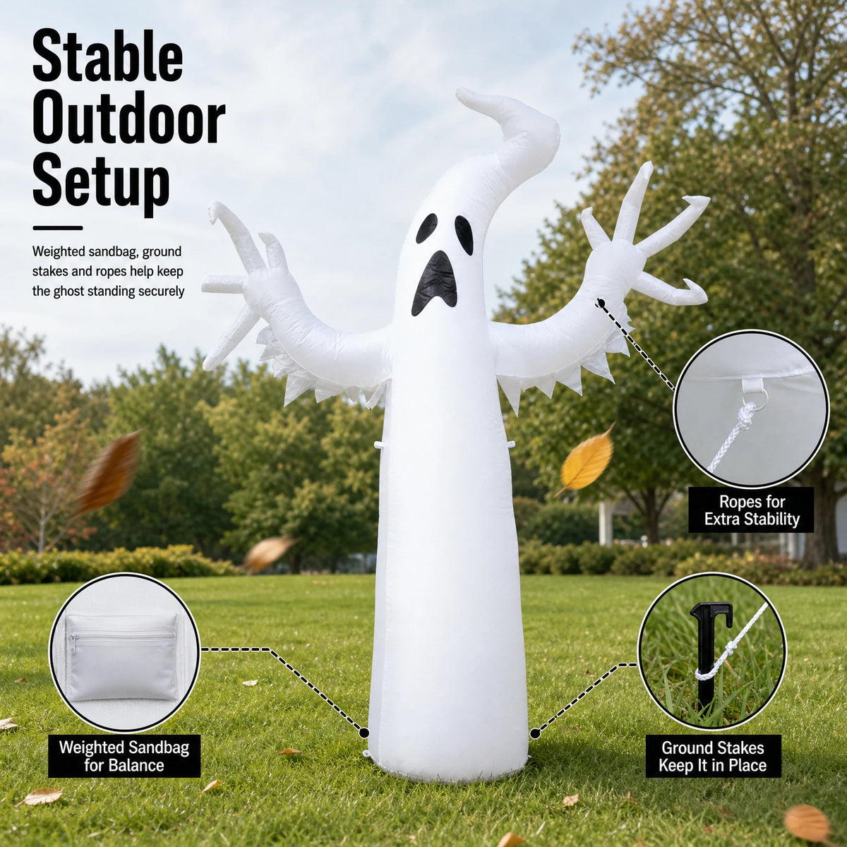 Inflatable Halloween Ghost | PVC | Outdoor Yard Decor | Large