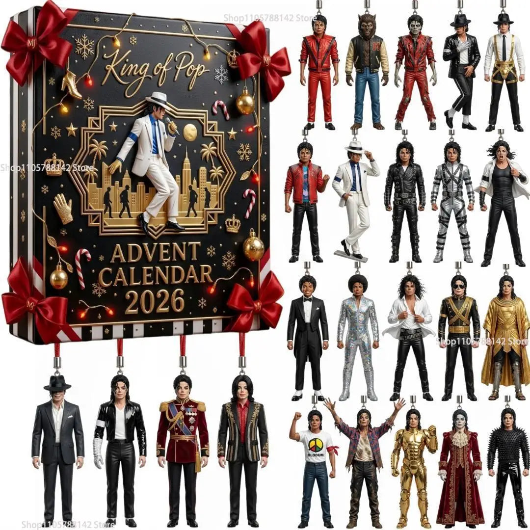 Advent Calendar | Michael Jackson Classic | 24 Day 2D Acrylic Figurines | DIY Tree Decor Fan Party Gift