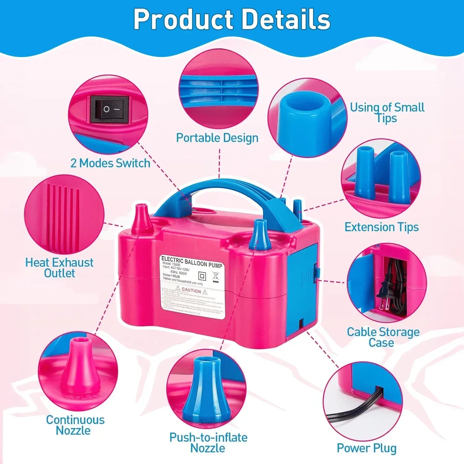 Electric Balloon Pump 600W Portable For Quick Balloon Inflation - ToylandEU