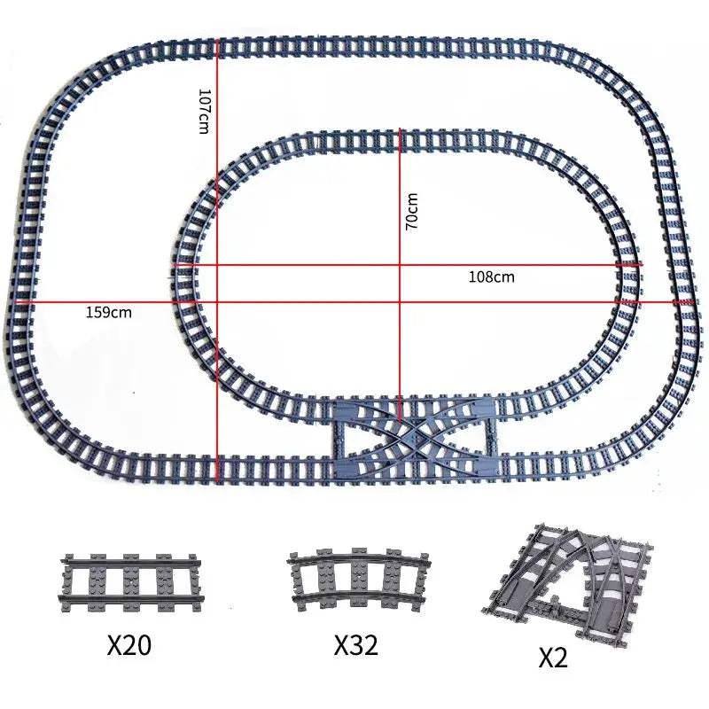 Flexible Train Tracks and Forked Crossing for Lego Compatible Blocks - ToylandEU