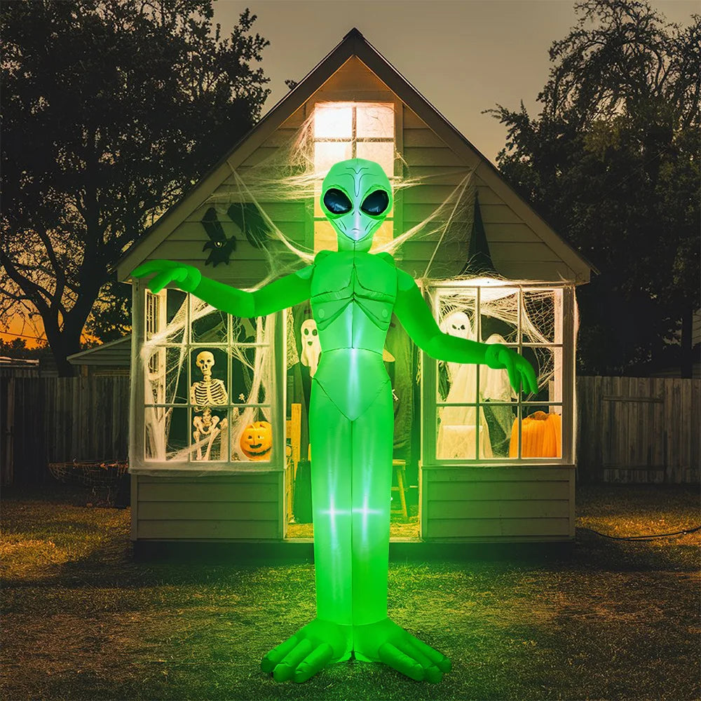 9 Ft Outdoor Inflatable | Led Lit Halloween Alien | Lawn Yard Decor | Seasonal