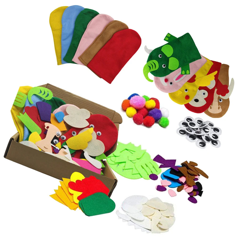 DIY Hand Puppet Craft Felt Set with 6 Colorful Puppets - ToylandEU