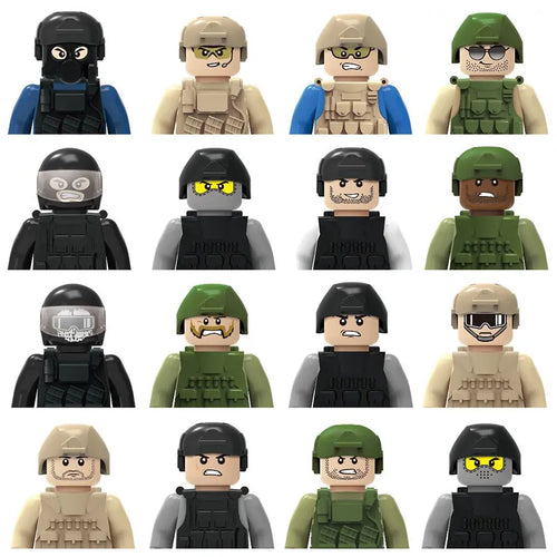 Military Army and Police Building Blocks Figures Set, including WW2 Soldier and SWAT Officer Toys ToylandEU.com Toyland EU