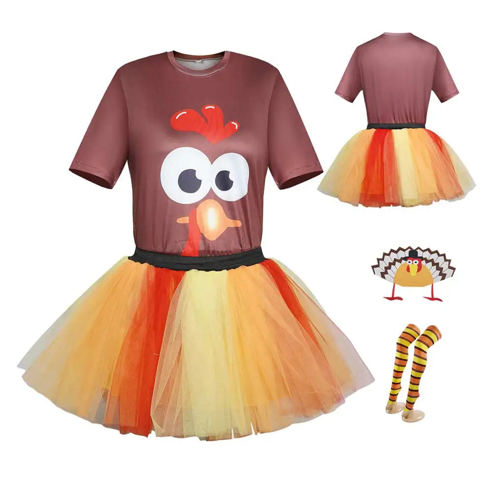 Thanksgiving Turkey Tutu Dress for Kids with Headband - Festive Fun!