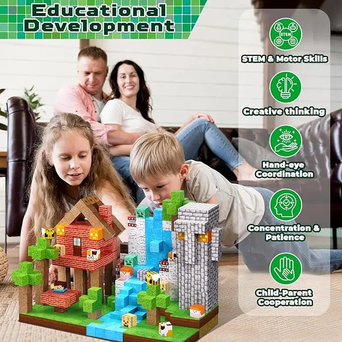 Magnetic Puzzle STEM Toy Set | 150 Pieces | Micro and Large Blocks | Ages 6-12