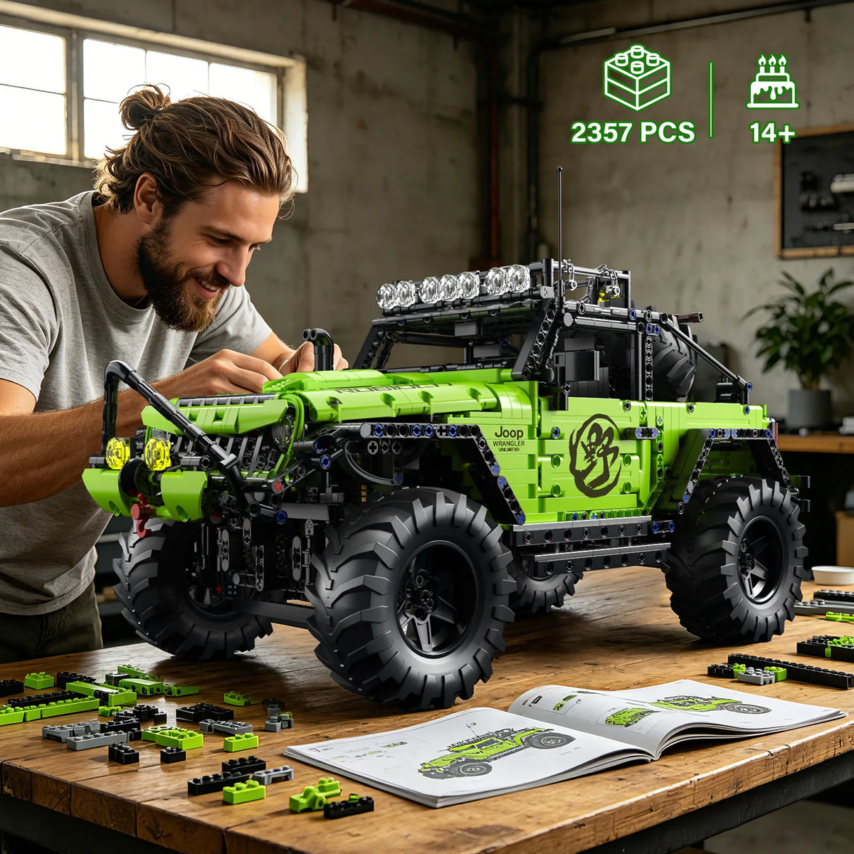 Off Road Truck Building Set | 1:8 Scale 4WD | 2357 Pieces | Black