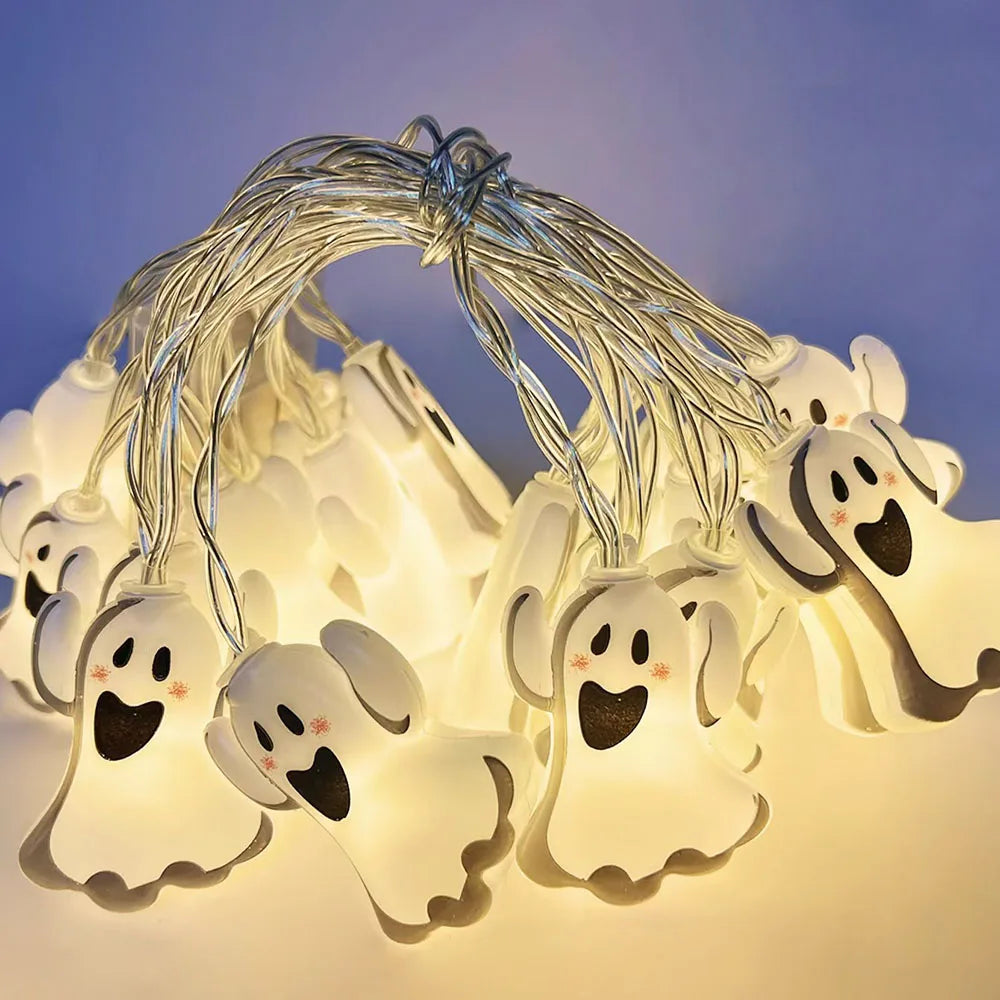 LED String Lights | Pumpkin Ghost Spider Web Shapes | Battery Operated