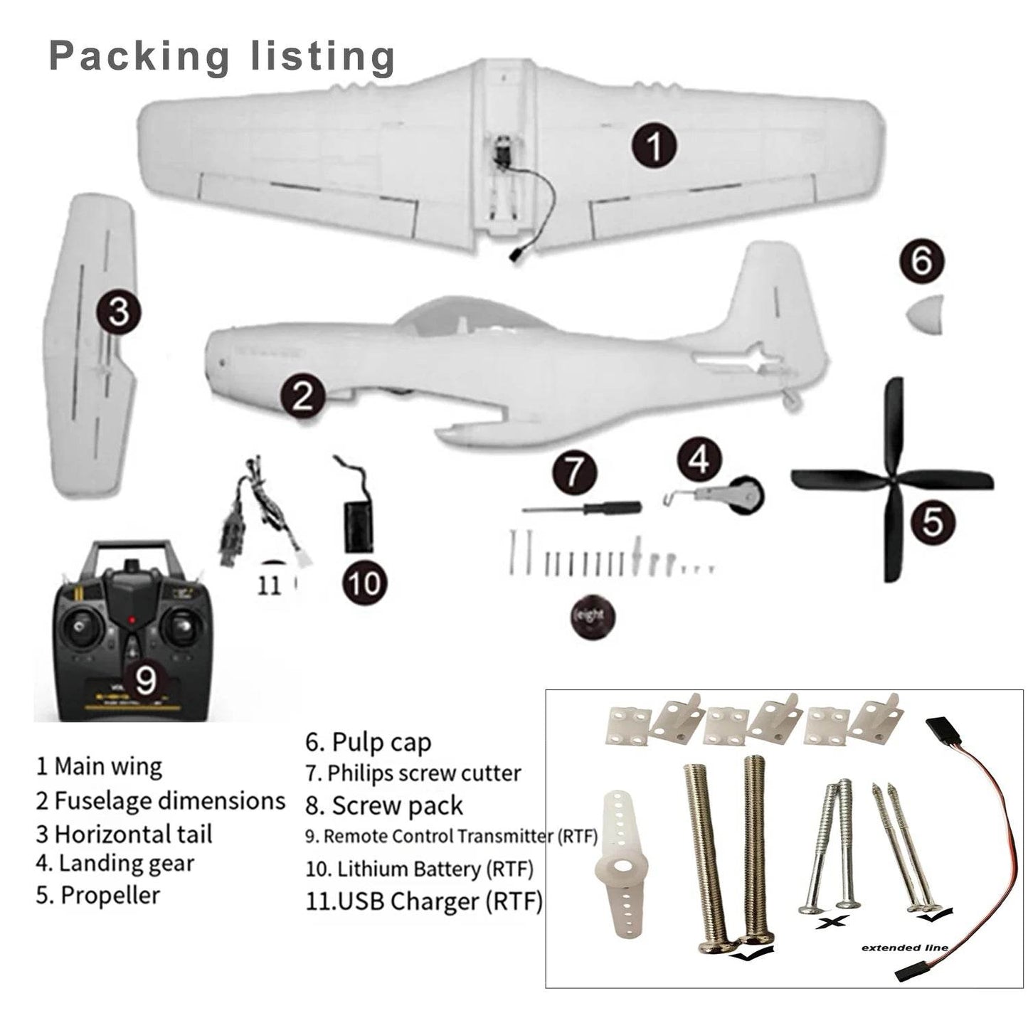 750MM 29.5 Inch Large Remote Control P51 P51D Mustang RC Plane - ToylandEU