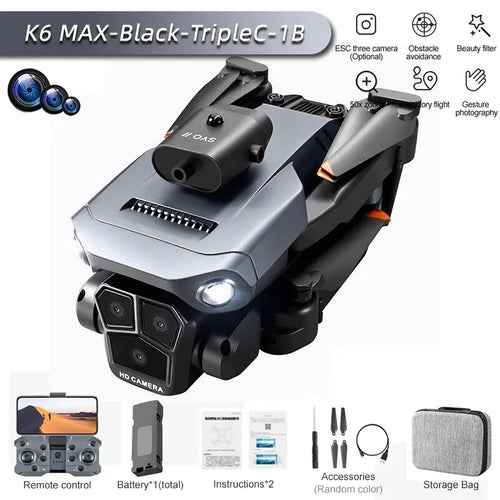 New K6Max Mini Drone Professinal Three Cameras Wide Angle Optical Flow ToylandEU.com Toyland EU