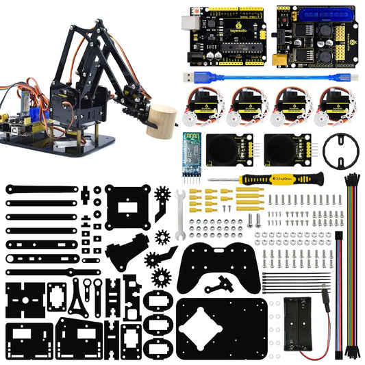Keyestudio STEM 4DOF Robot Arm Kit Mechanical Arm Claw Kit PS2 Control For Arduino Robot Arm Kit DIY Programming Robot - ToylandEU