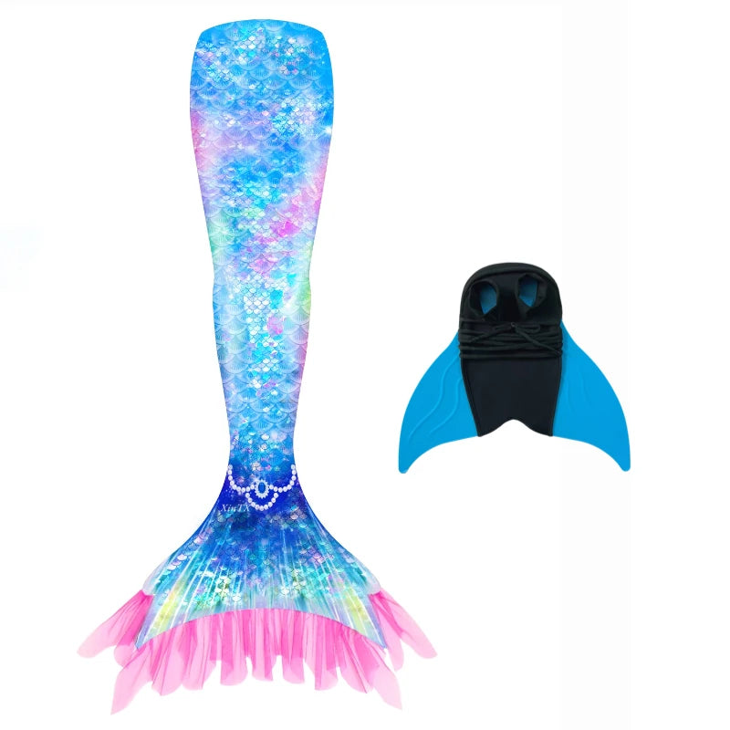 Mermaid Tail Swimwear | Elastic Polyester Elastane | Kids Unisex | Monofin