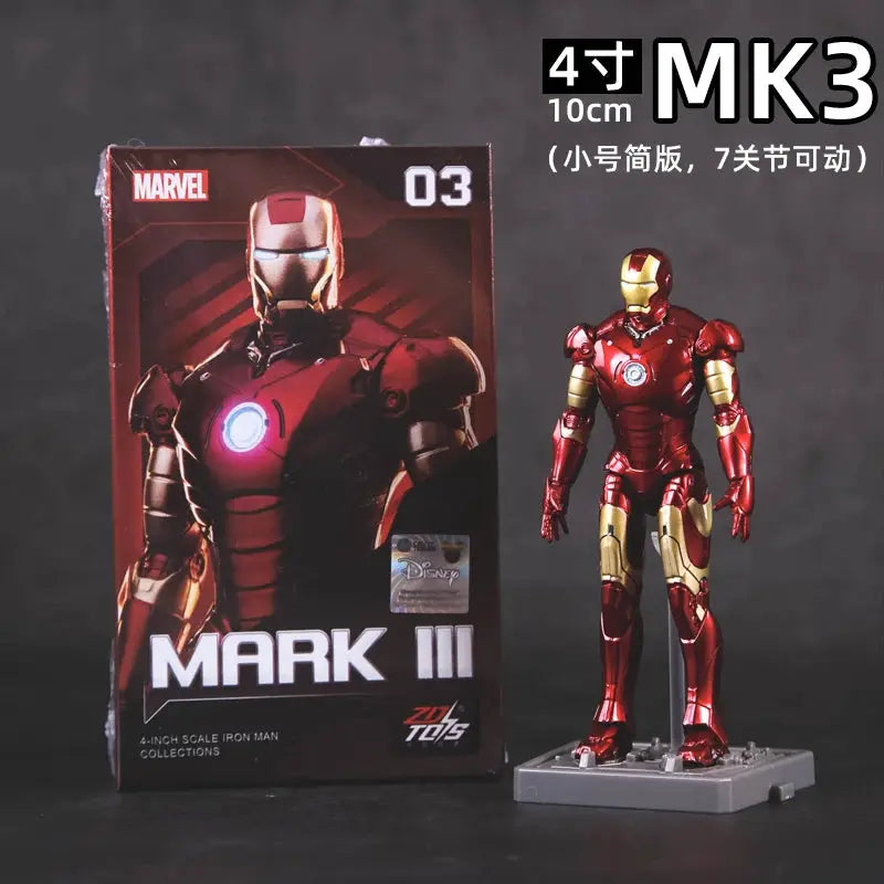 4 inches Original 1/10 ZD Toys Iron Man Action Figure MK1 MK2 MK3 MK4 MK5 MK6 MK7 Tony Stark Anime Doll Model Kids Birthday Gift - ToylandEU