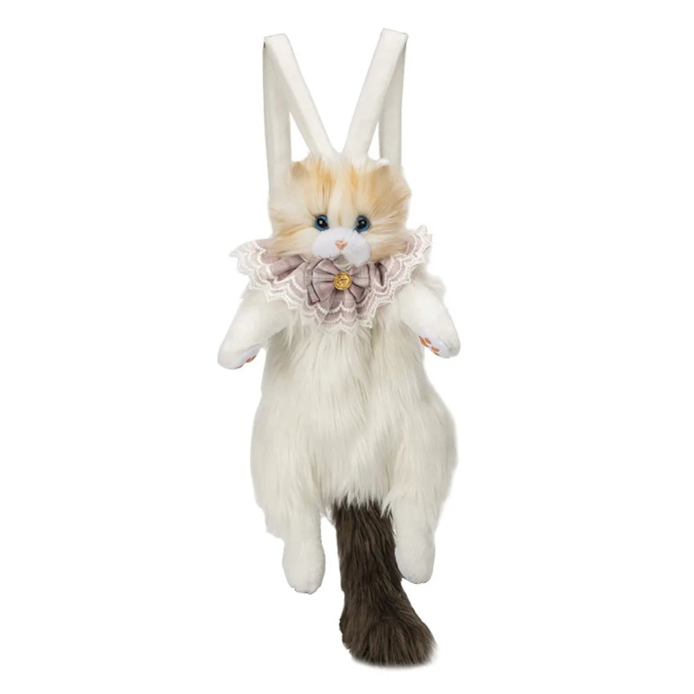 Long Haired Cat Backpack Plush Doll With Realistic Design