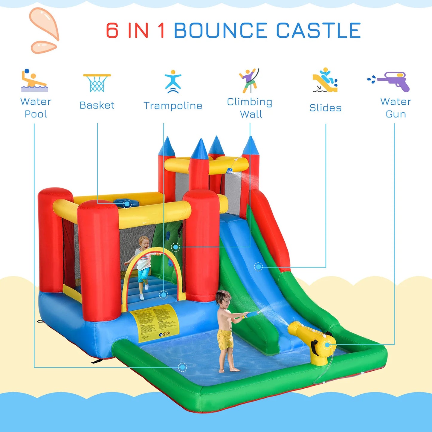 Inflatable Water Slide With Blower For Backyard Fun