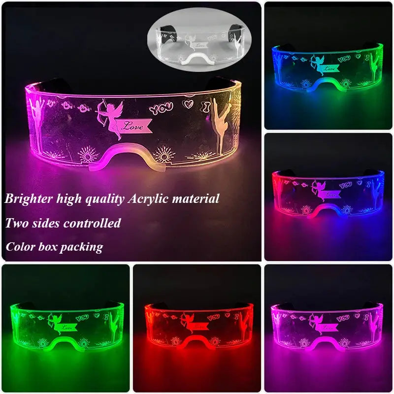 Luminous Glasses 7 Colors and 4 Modes Cyberpunk Glasses Futuristic Sunglasses rave Accesories for man women cospaly supplies - ToylandEU