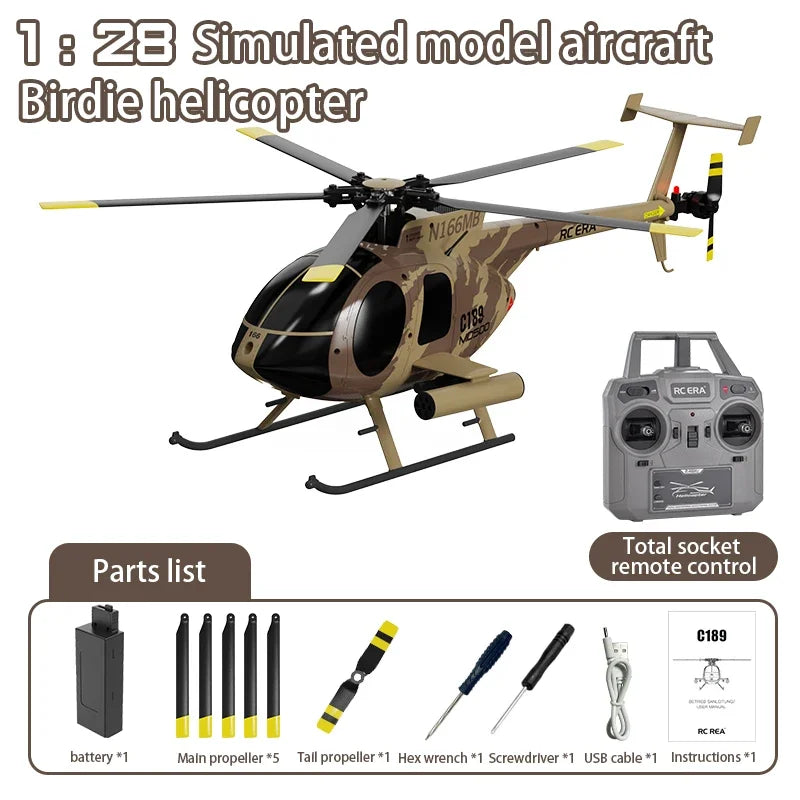 RC RC 1:28 C189 Brushless Dual-Motor Remote Helicopter with 6-Axis Gyro and One-Click Takeoff/Landing