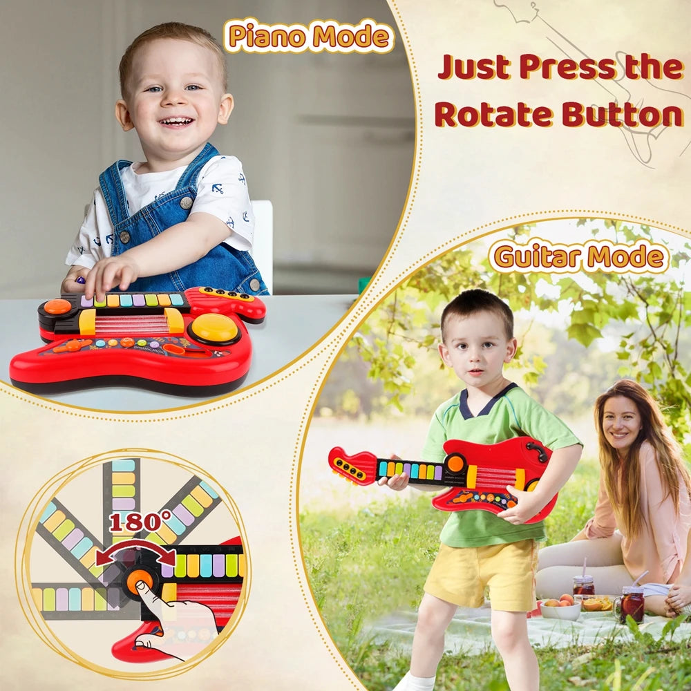Electric 2-In-1 Kids Guitar and Piano Toy - ToylandEU