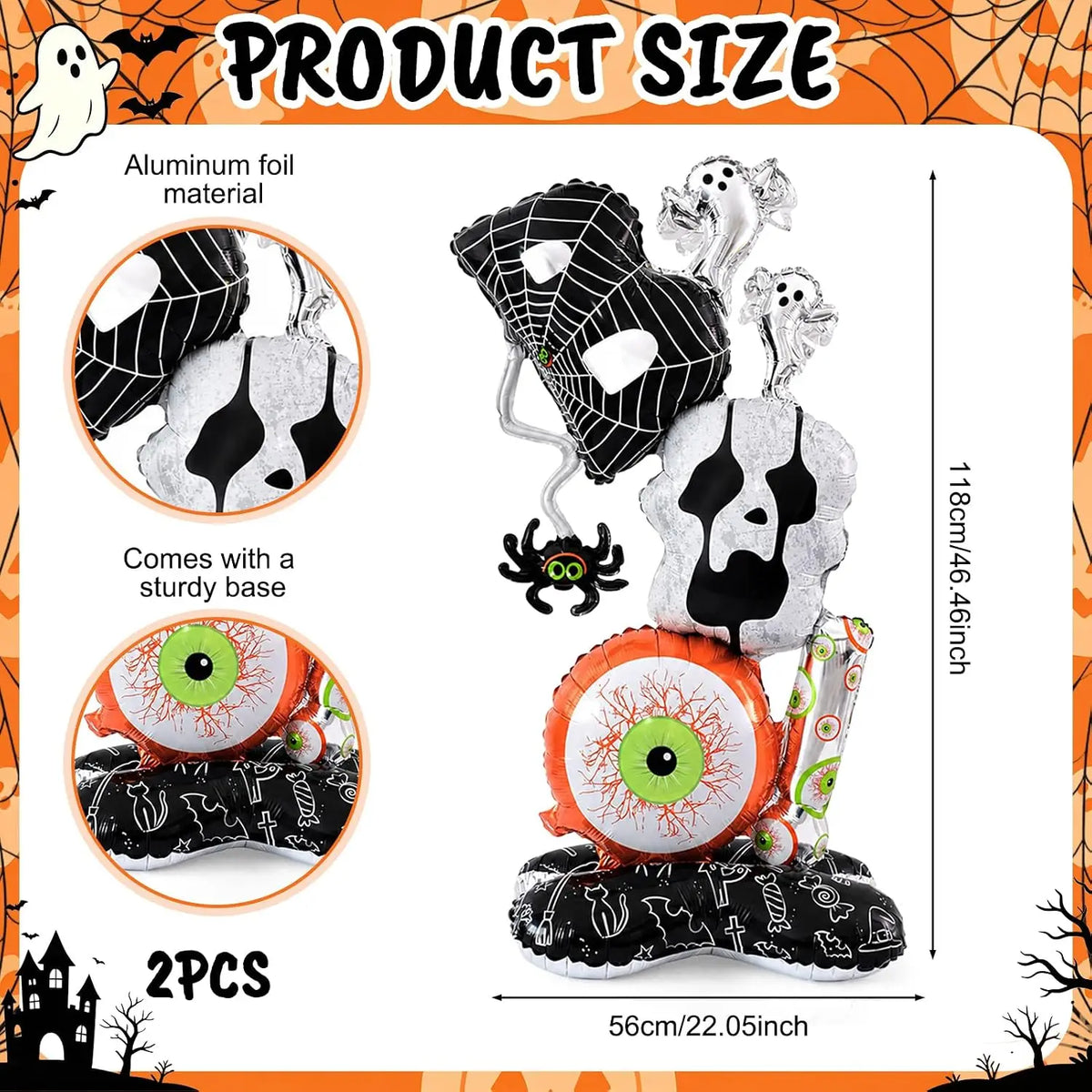 Halloween Balloons | Self Standing Giant | Latex BOO Design | 3.8 Foot