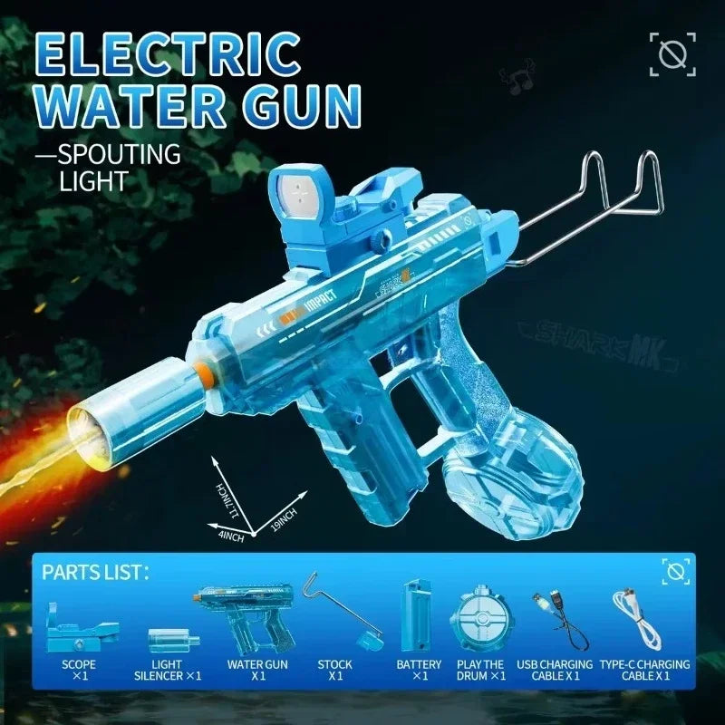 Electric Water Gun | LED Light Recoil | Long Range Blaster