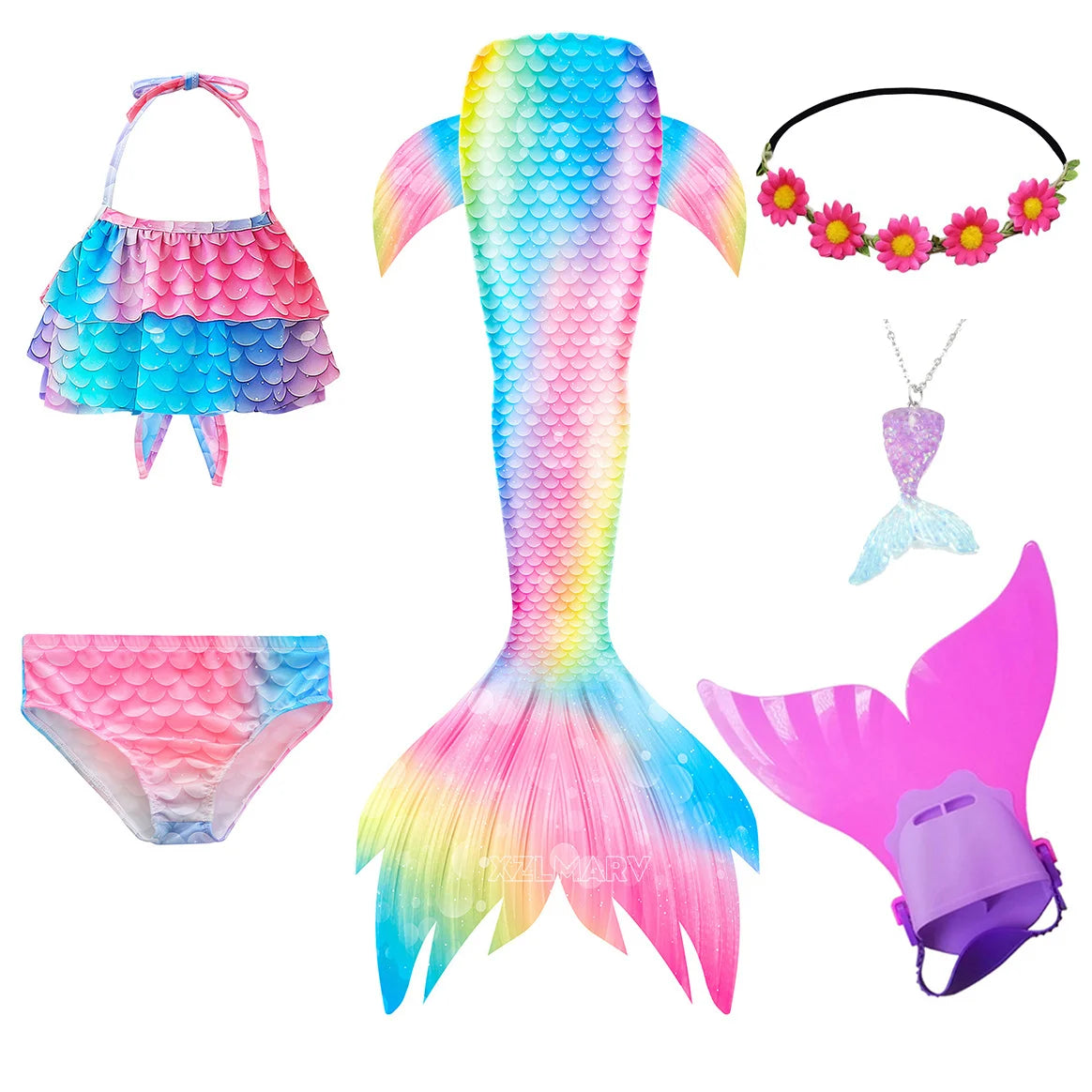 Mermaid Costume For Girls With Tail And Monofin Cosplay Ready