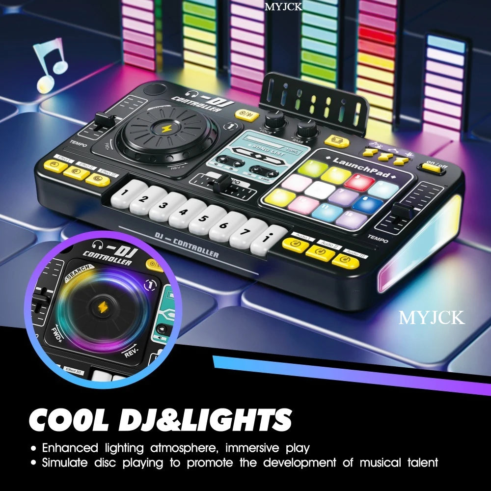 Kids DJ Mixer Bluetooth Turntable Toy with Microphone