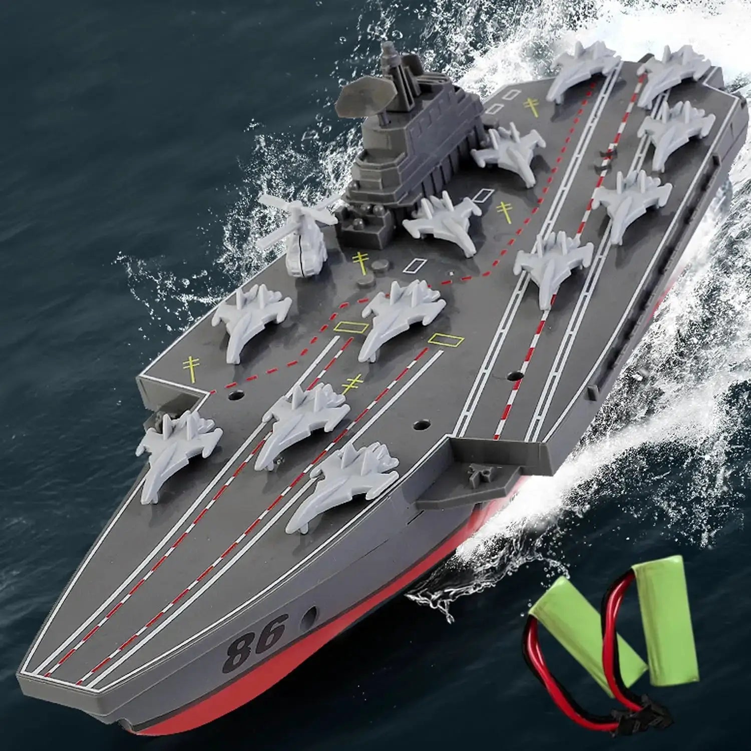 RC Warship 26.7 inch(68CM) Super Long Hull RC Boat Charging Military Children's Toy boy Electric Toy Ship Aircraft Carrier Warsh - ToylandEU
