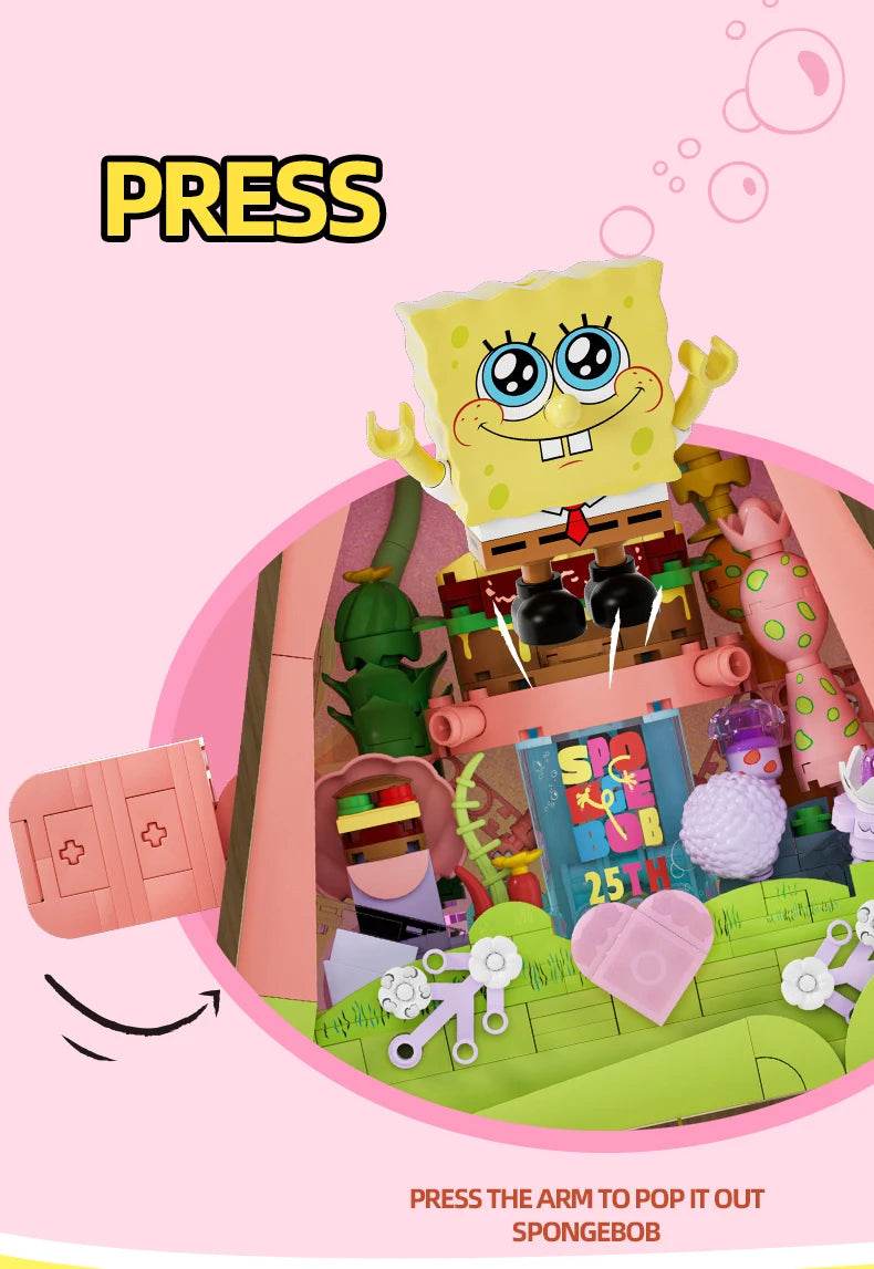 Spongebob Cartoon Krusty Krab Restaurant Building Blocks Toy - ToylandEU