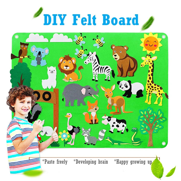 DIY Felt Board Toys Toddler Montessori Story Board Farm Animals - ToylandEU